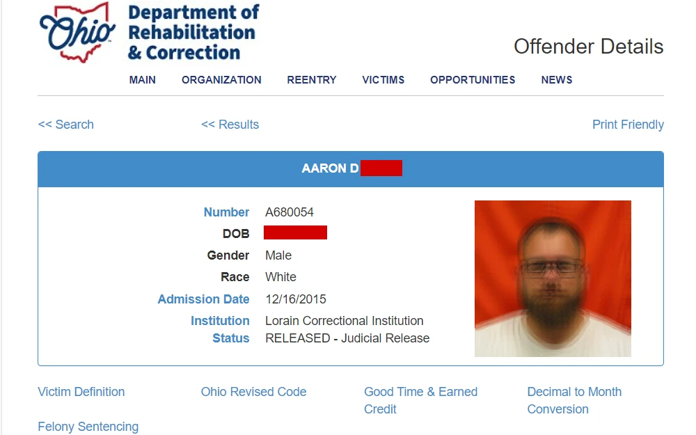 A screenshot of the search tool to find information about inmates currently incarcerated in a state jail or who are under the supervision of the department.